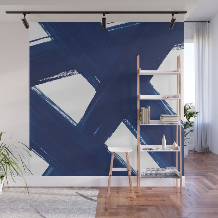 Indigo Abstract Brush Strokes | No. 3 Wall Mural Gallery Image 1