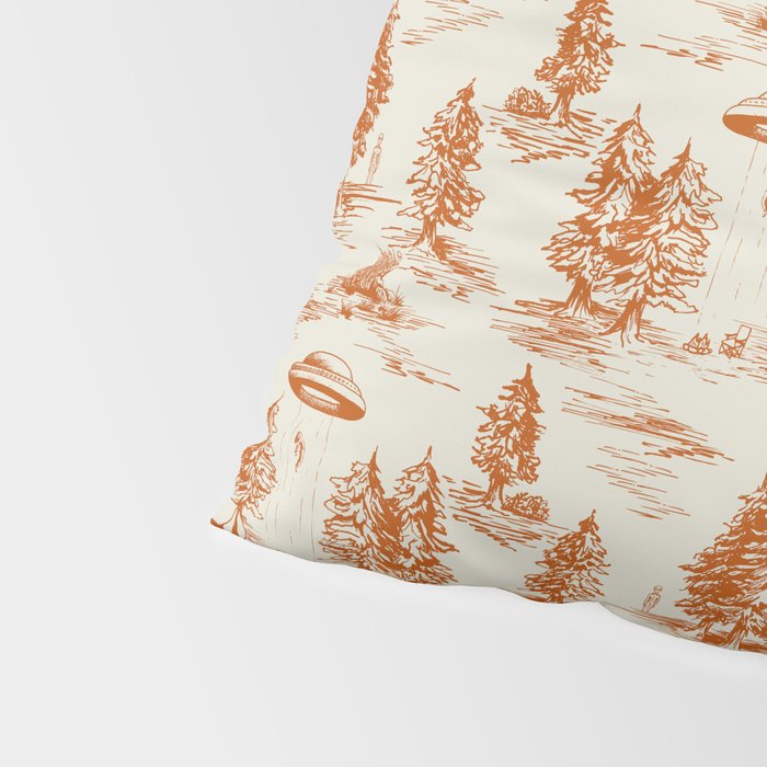 Orange Alien Abduction Toile De Jouy Pattern Pillow Sham Gallery Image 4