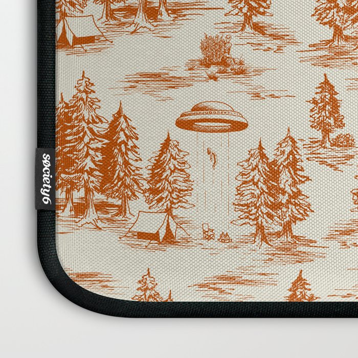 Orange Alien Abduction Toile De Jouy Pattern Laptop Sleeve Gallery Image 3