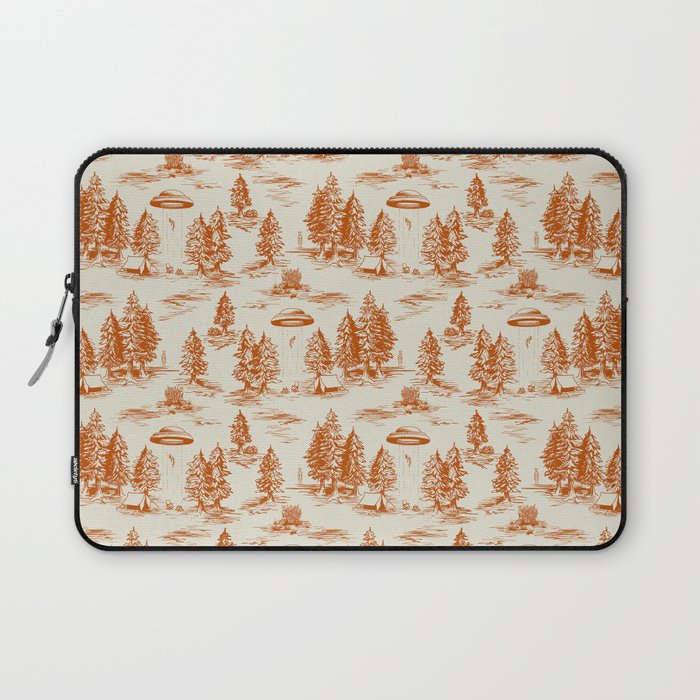 Orange Alien Abduction Toile De Jouy Pattern Laptop Sleeve Gallery Image 1