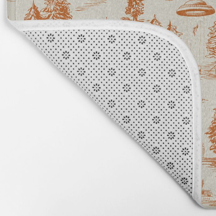 Orange Alien Abduction Toile De Jouy Pattern Bath Mat Gallery Image 2