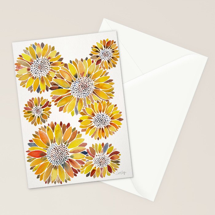 Sunflower Blooms - Yellow Stationery Card Gallery Image 2