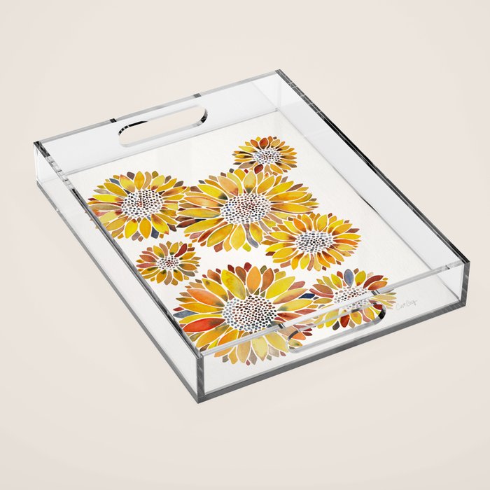 Sunflower Blooms - Yellow Acrylic Tray Gallery Image 1