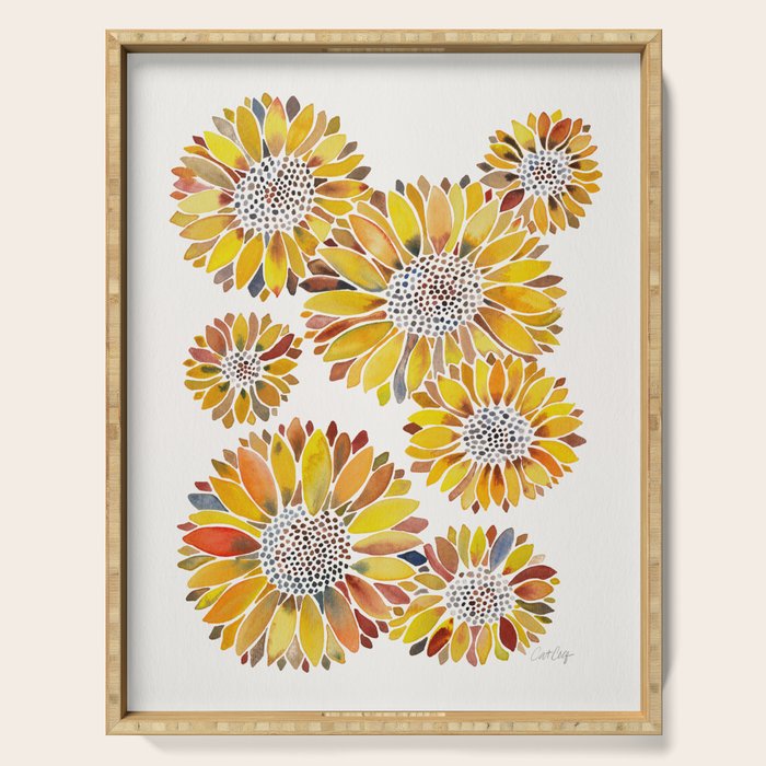 Sunflower Blooms - Yellow Serving Tray Gallery Image 1