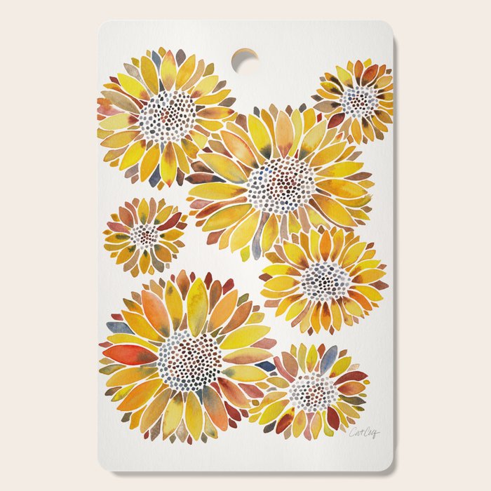 Sunflower Blooms - Yellow Cutting Board Gallery Image 1