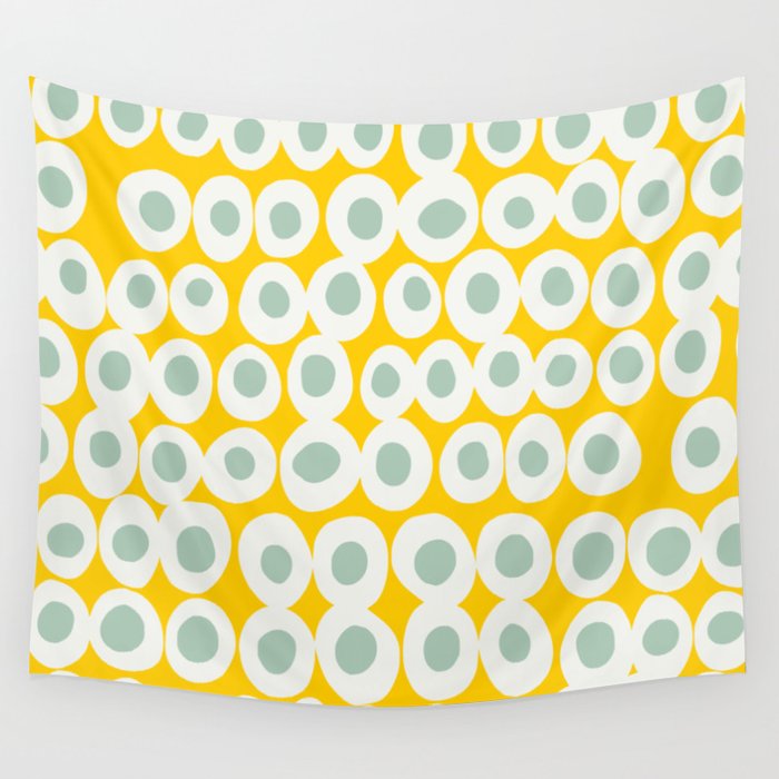 Wonderful bold dots yellow and mint Wall Tapestry Gallery Image 1