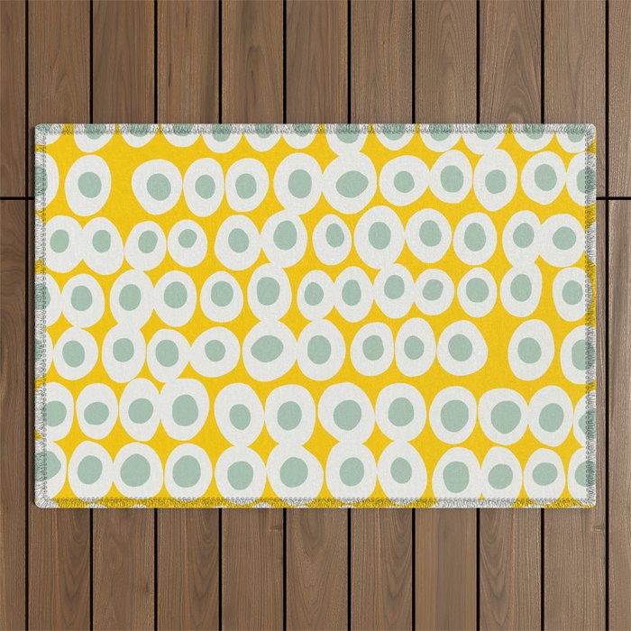 Wonderful bold dots yellow and mint Outdoor Rug Gallery Image 1