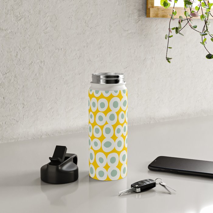 Wonderful bold dots yellow and mint Water Bottle Gallery Image 4