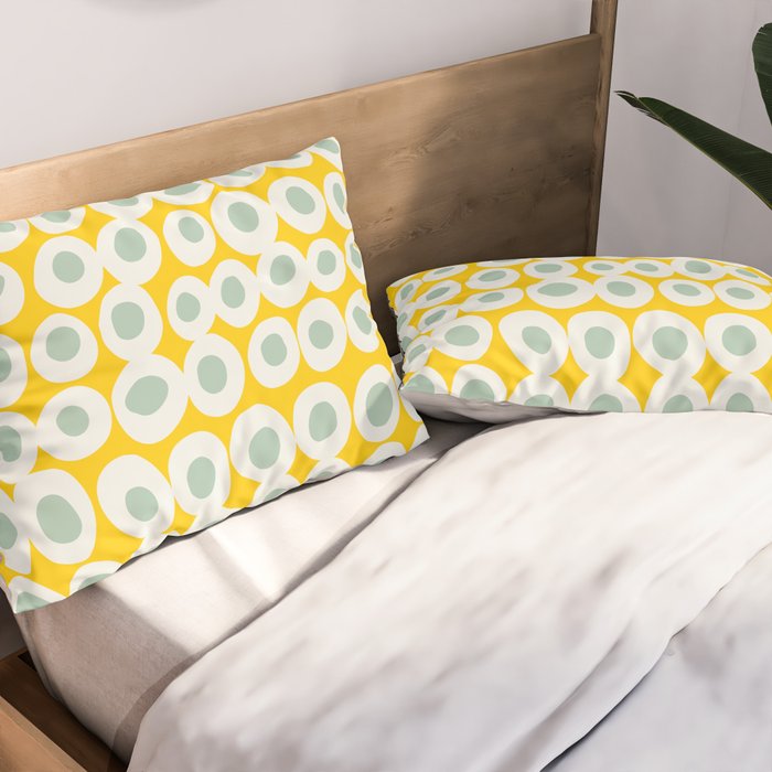 Wonderful bold dots yellow and mint Pillow Sham Gallery Image 2