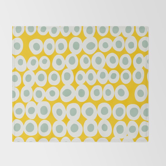 Wonderful bold dots yellow and mint Throw Blanket Gallery Image 2