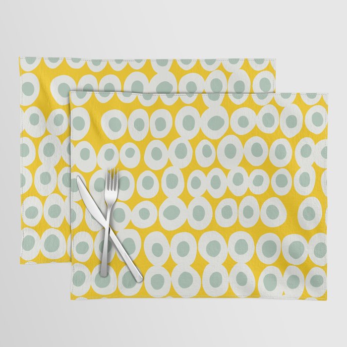 Wonderful bold dots yellow and mint Placemat Gallery Image 1