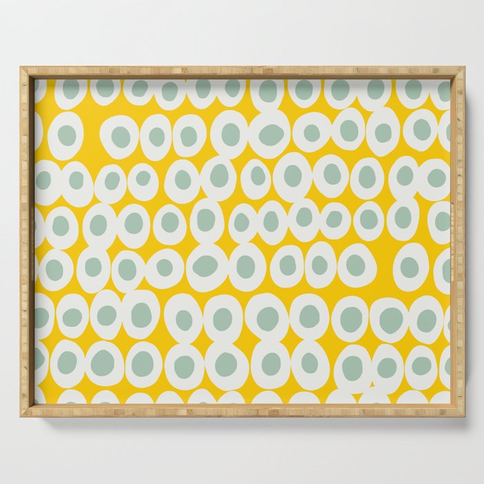Wonderful bold dots yellow and mint Serving Tray Gallery Image 1