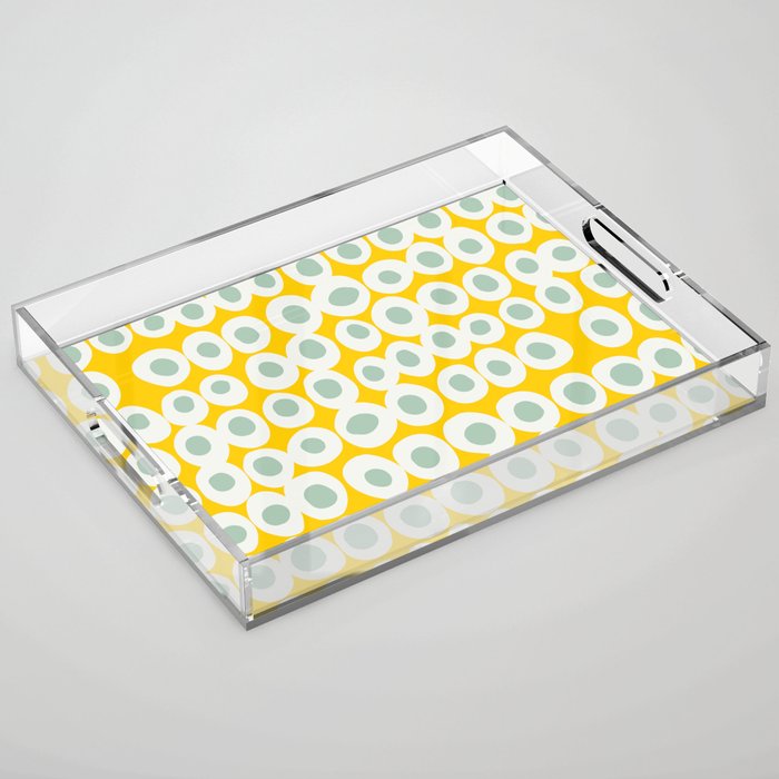Wonderful bold dots yellow and mint Acrylic Tray Gallery Image 1