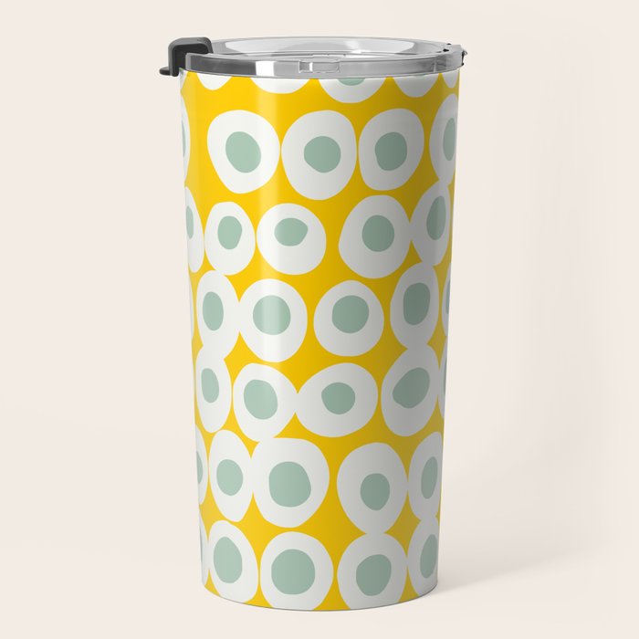 Wonderful bold dots yellow and mint Travel Mug Gallery Image 3