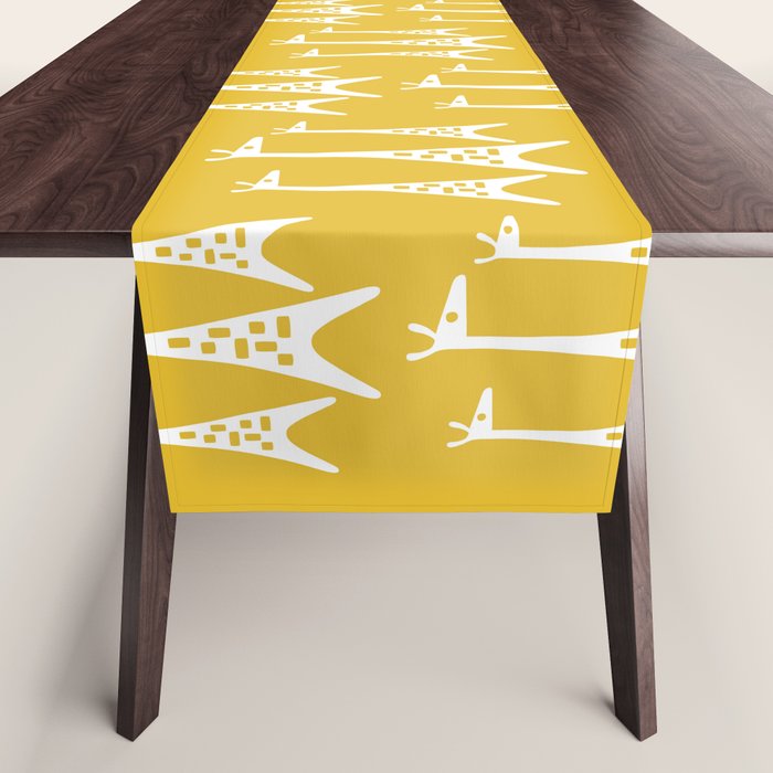 Mid Century Modern Giraffe Pattern 221 Mustard Yellow Table Runner Gallery Image 1