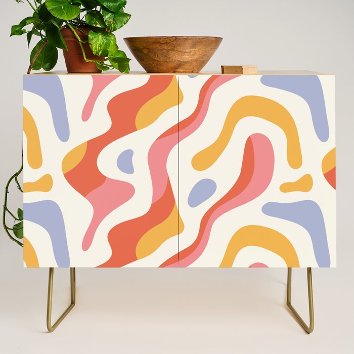 Abstract colorful organic shape art pattern Credenza Gallery Image 1
