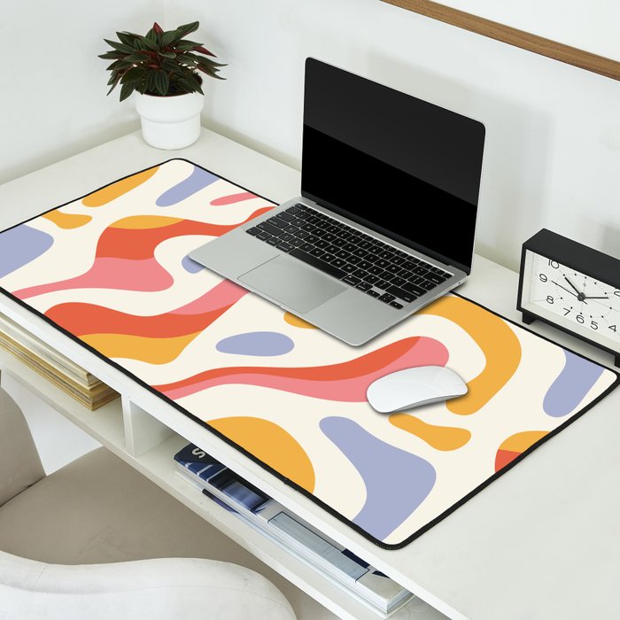 Abstract colorful organic shape art pattern Desk Mat Gallery Image 2