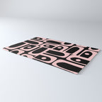 Mid Century Modern Piquet Multi Geometric Pattern in Light Pink and Black Rug Gallery Image 3