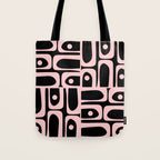 Mid Century Modern Piquet Multi Geometric Pattern in Light Pink and Black Tote Bag Gallery Image 1