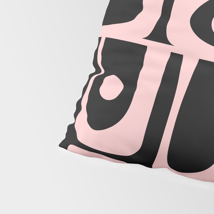 Mid Century Modern Piquet Multi Geometric Pattern in Light Pink and Black Pillow Sham Gallery Image 4