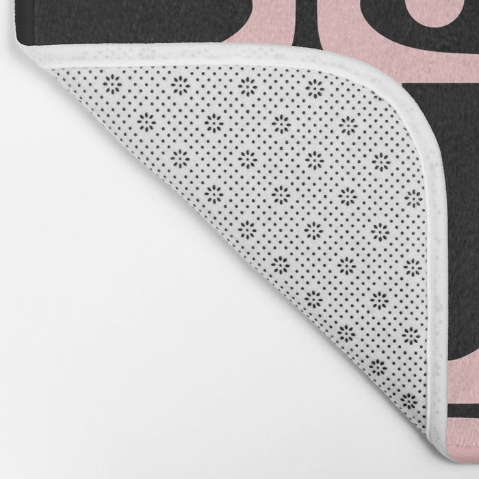 Mid Century Modern Piquet Multi Geometric Pattern in Light Pink and Black Bath Mat Gallery Image 2