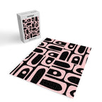Mid Century Modern Piquet Multi Geometric Pattern in Light Pink and Black Jigsaw Puzzle Gallery Image 2