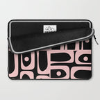 Mid Century Modern Piquet Multi Geometric Pattern in Light Pink and Black Laptop Sleeve Gallery Image 2