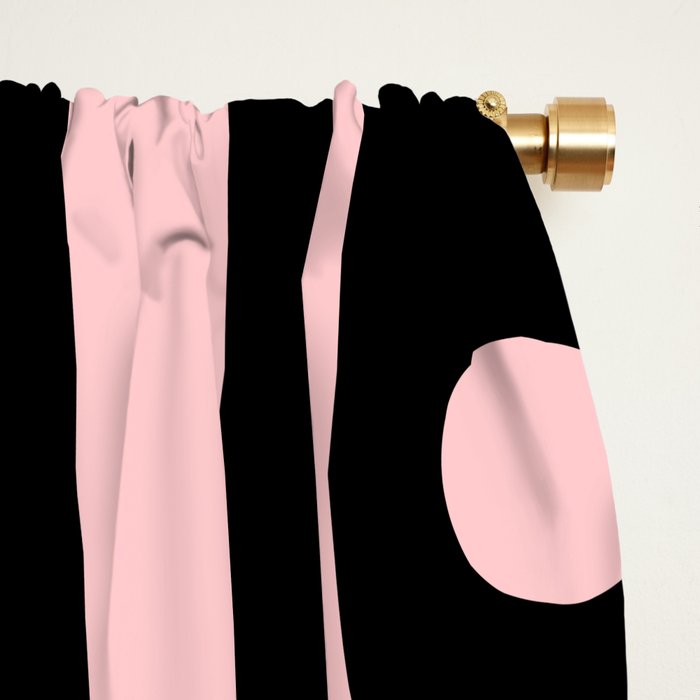 Mid Century Modern Piquet Multi Geometric Pattern in Light Pink and Black Window Curtain Gallery Image 2