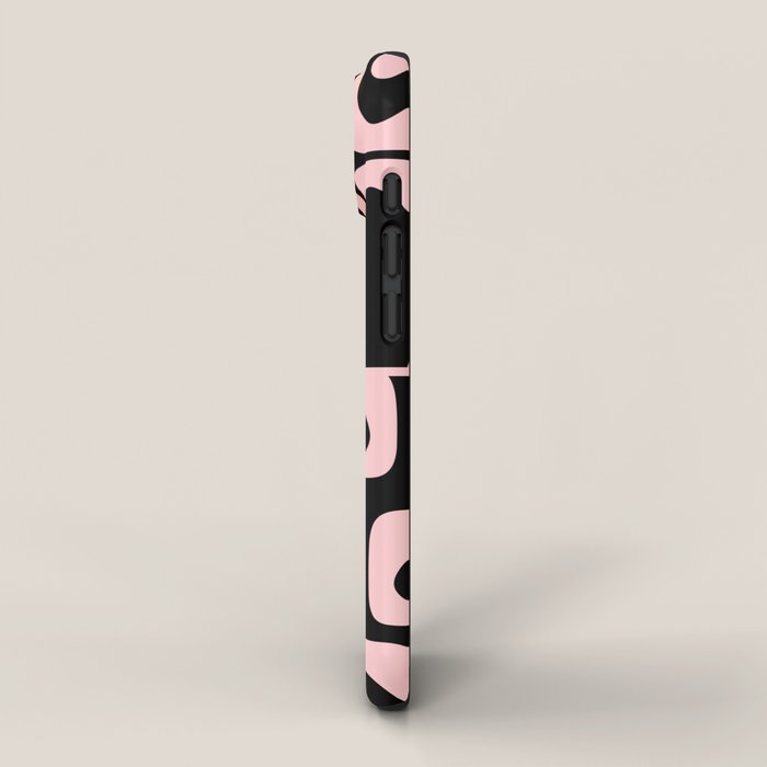 Mid Century Modern Piquet Multi Geometric Pattern in Light Pink and Black iPhone Case Gallery Image 2