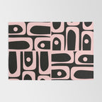 Mid Century Modern Piquet Multi Geometric Pattern in Light Pink and Black Rug Gallery Image 2