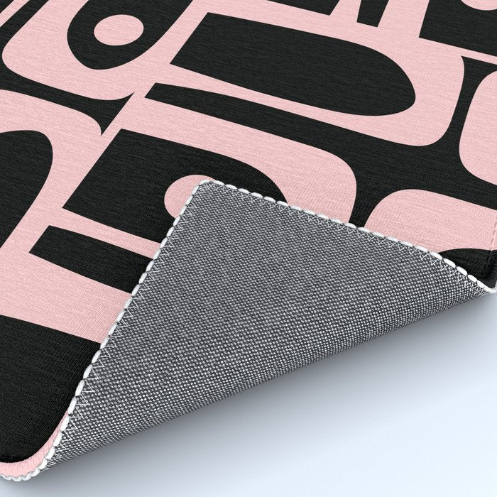 Mid Century Modern Piquet Multi Geometric Pattern in Light Pink and Black Rug Gallery Image 4