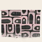 Mid Century Modern Piquet Multi Geometric Pattern in Light Pink and Black Wall Hanging Gallery Image 1
