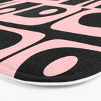 Mid Century Modern Piquet Multi Geometric Pattern in Light Pink and Black Bath Mat Gallery Image 3