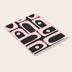 Mid Century Modern Piquet Multi Geometric Pattern in Light Pink and Black Notebook Gallery Image 2
