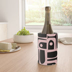 Mid Century Modern Piquet Multi Geometric Pattern in Light Pink and Black Wine Chiller Gallery Image 4