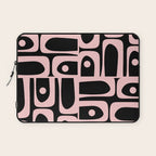 Mid Century Modern Piquet Multi Geometric Pattern in Light Pink and Black Laptop Sleeve Gallery Image 1