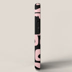 Mid Century Modern Piquet Multi Geometric Pattern in Light Pink and Black iPhone Case Gallery Image 2