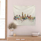 cleveland ohio skyline Wall Tapestry Gallery Image 2
