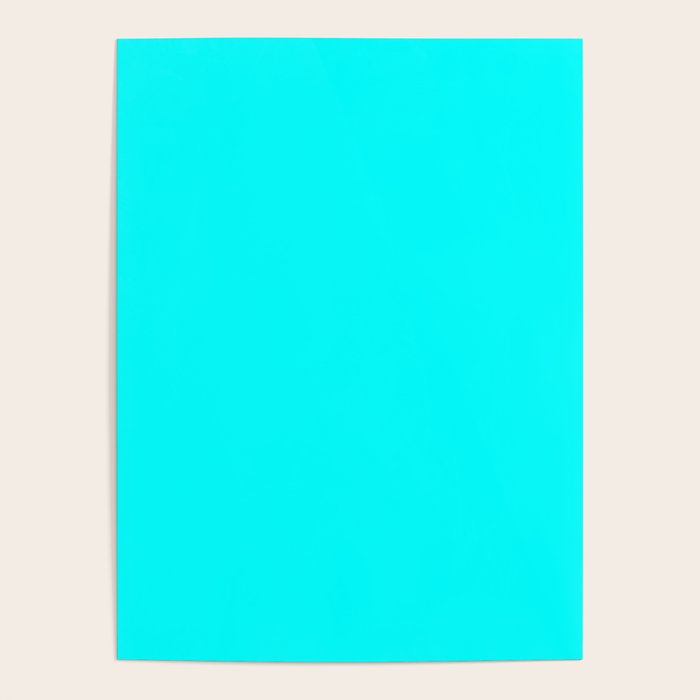 AQUA CYAN Solid Color Plain Neon Blue Shade  Poster Gallery Image 4