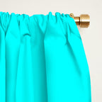 AQUA CYAN Solid Color Plain Neon Blue Shade  Window Curtain Gallery Image 2