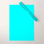 AQUA CYAN Solid Color Plain Neon Blue Shade  Wrapping Paper Gallery Image 1