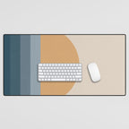 Minimal Retro Sunset Sunrise - Nautical Ocean Blue Desk Mat Gallery Image 1