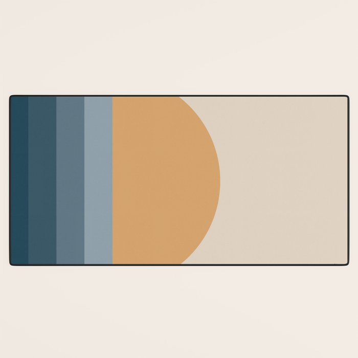 Minimal Retro Sunset Sunrise - Nautical Ocean Blue Desk Mat Gallery Image 3