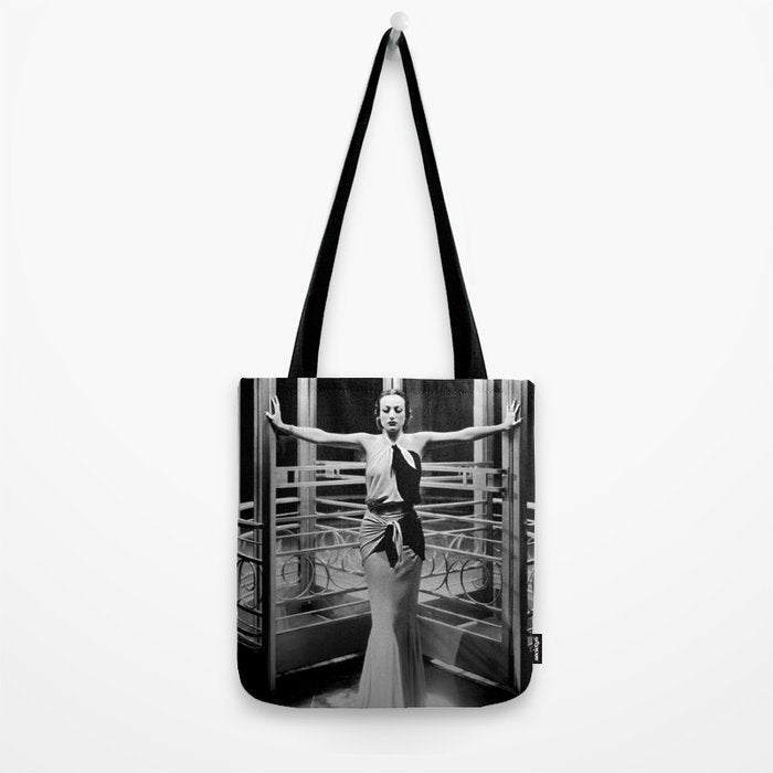 Joan Crawford, Hollywood Starlet Grand Hotel black and white photograph / art photography Tote Bag Gallery Image 2