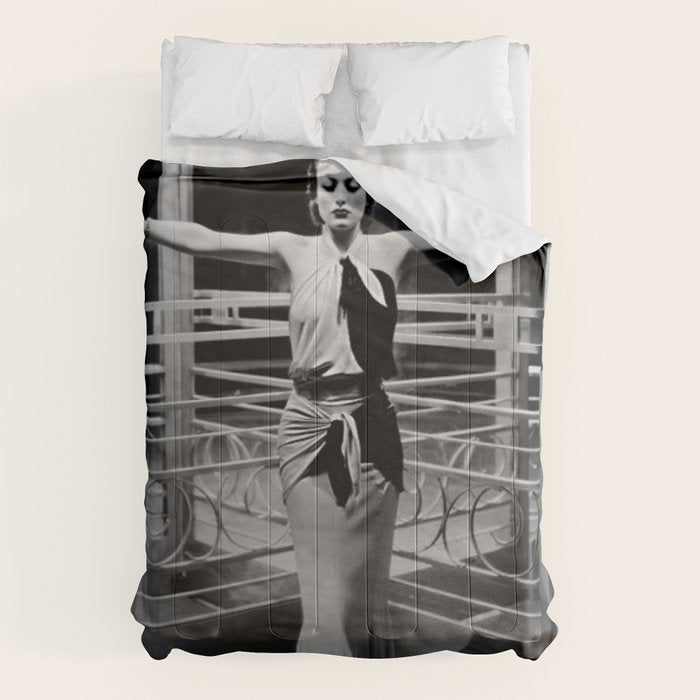 Joan Crawford, Hollywood Starlet Grand Hotel black and white photograph / art photography Comforter Gallery Image 1