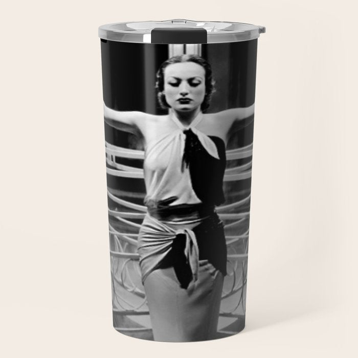 Joan Crawford, Hollywood Starlet Grand Hotel black and white photograph / art photography Travel Mug Gallery Image 1