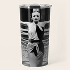Joan Crawford, Hollywood Starlet Grand Hotel black and white photograph / art photography Travel Mug Gallery Image 1