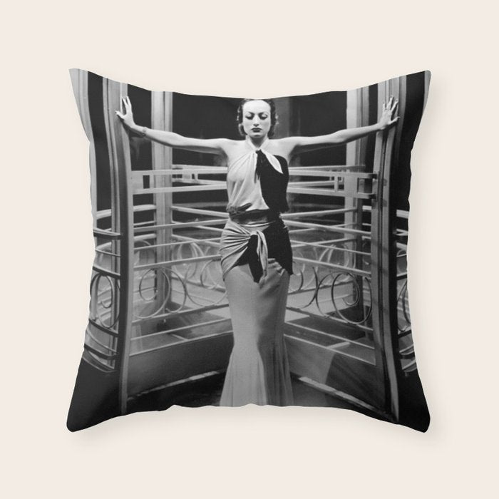 Joan Crawford, Hollywood Starlet Grand Hotel black and white photograph / art photography Throw Pillow Gallery Image 6