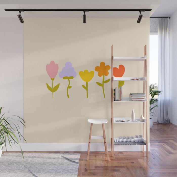 Colourful spring flowers pattern  Wall Mural Gallery Image 1