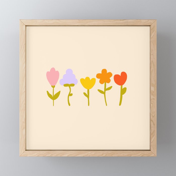 Colourful spring flowers pattern  Mini Art Print Gallery Image 1